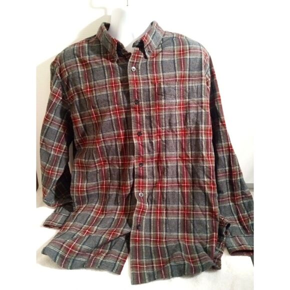 L.L. Bean Shirt Men's XL Red Plaid Flannel Button-Up Long Sleeve (228061) - Picture 1 of 5